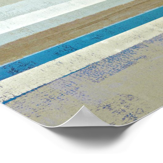 abstrakte Kunst in Blau und Beige Poster (Ecke)