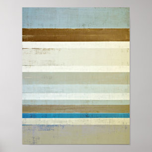 abstrakte Kunst in Blau und Beige Poster