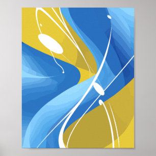 Abstrakte Kunst in Blau und Gelb Poster