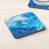 Abstrakte Kunst in Blau und Weiß Getränkeuntersetzer (Linke Seite)