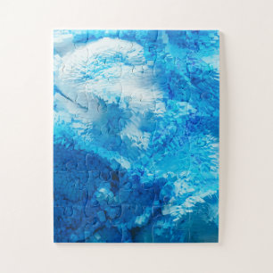 Abstrakte Kunst in Blau und Weiß Puzzle