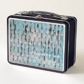 Abstrakte Kunst in Blau, Weiß und Schwarz Metall Brotdose (Vorderseite)