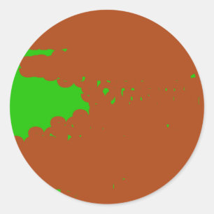 abstrakte Kunst in Braun und Grün Runder Aufkleber