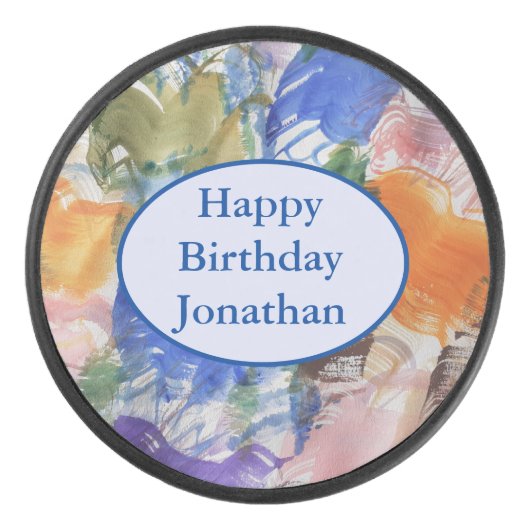 Abstrakte Kunst in der Farbgestaltung Eishockey Puck (Vorderseite)