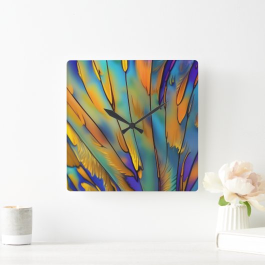 Abstrakte Kunst in der Glasbranche Quadratische Wanduhr (Zuhause)