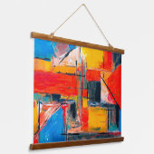 Abstrakte Kunst in der Stadt Wandteppich Mit Holzrahmen (Gewinkelt)