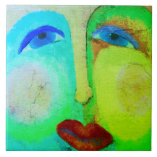 Abstrakte Kunst in einem glücklichen Gesicht Fliese