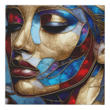 Abstrakte Kunst in farbigem Frauenglas