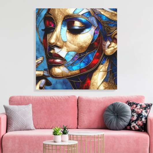 Abstrakte Kunst in farbigem Frauenglas Leinwanddruck (Insitu (Wohnzimmer))