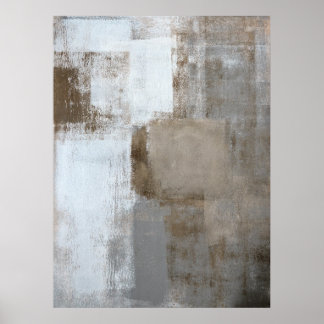 abstrakte Kunst in Grau und Beige "ruhig und neutr Poster