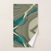 Abstrakte Kunst in Grau und Blau Badhandtuch Set (Handtuch)