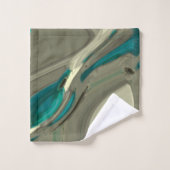 Abstrakte Kunst in Grau und Blau Badhandtuch Set (Waschlappen)