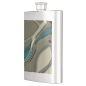 Abstrakte Kunst in Grau und Blau Flachmann (Links)