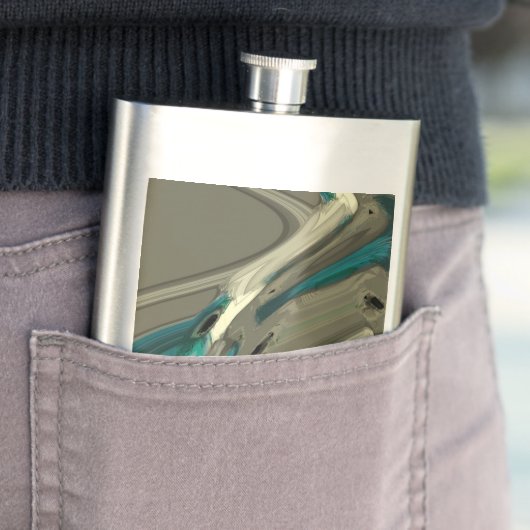 Abstrakte Kunst in Grau und Blau Flachmann (Beispiel)