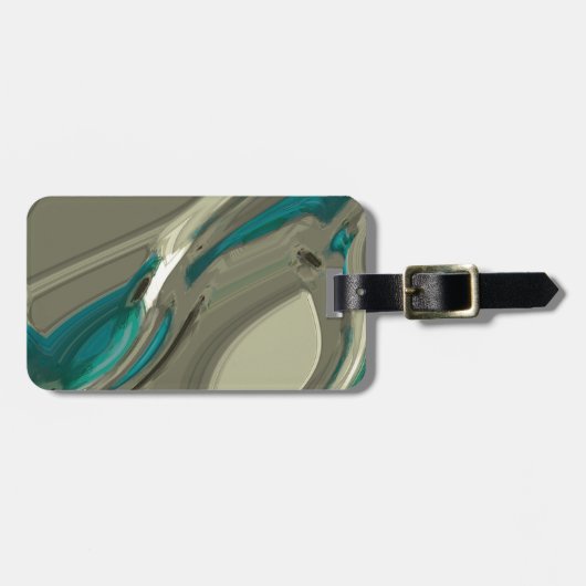 Abstrakte Kunst in Grau und Blau Gepäckanhänger (Vorderseite horizontal)