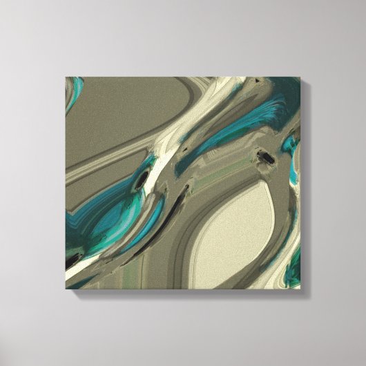 Abstrakte Kunst in Grau und Blau Leinwanddruck (Vorderseite)