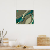 Abstrakte Kunst in Grau und Blau Poster (Küche)