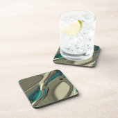 Abstrakte Kunst in Grau und Blau Untersetzer (Rechte Seite)