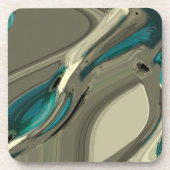 Abstrakte Kunst in Grau und Blau Untersetzer (Vorderseite)