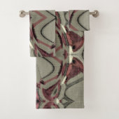 Abstrakte Kunst in Grau und Rot Badhandtuch Set (Insitu)
