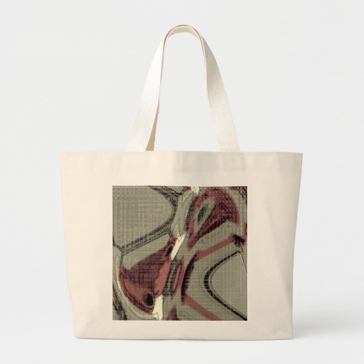 Abstrakte Kunst in Grau und Rot Jumbo Stoffbeutel (Vorne)