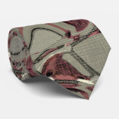 Abstrakte Kunst in Grau und Rot Krawatte (Gerollt)