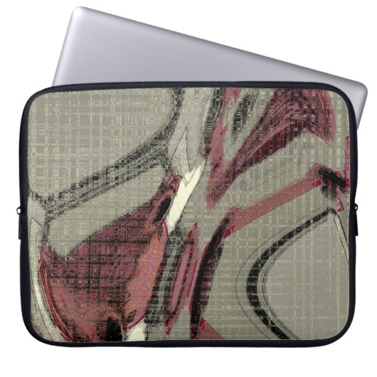 Abstrakte Kunst in Grau und Rot Laptopschutzhülle (Vorderseite)