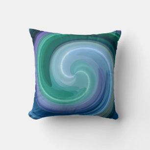 Abstrakte Kunst in Grün und Blauer Spirale Kissen