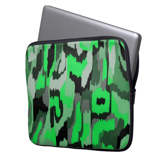 Abstrakte Kunst in Grün und Schwarz Laptopschutzhülle (Vorderseite Links)
