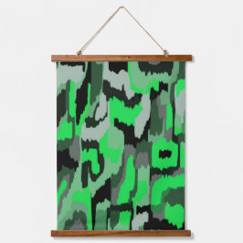 Abstrakte Kunst in Grün und Schwarz Wandteppich Mit Holzrahmen