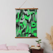 Abstrakte Kunst in Grün und Schwarz Wandteppich Mit Holzrahmen (Schlafzimmer)