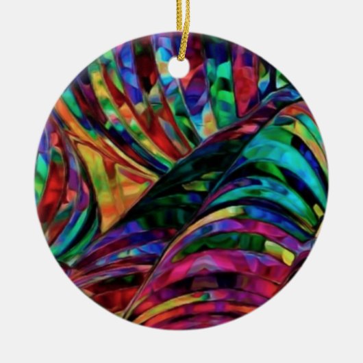 Abstrakte Kunst in Jewel Tones Keramik Ornament (Vorne)