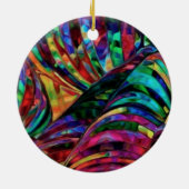 Abstrakte Kunst in Jewel Tones Keramik Ornament (Hinten)