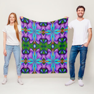 Abstrakte Kunst in Lila und Türkis  Fleecedecke