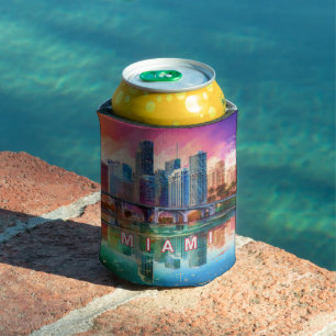 Abstrakte Kunst in Miami Skyline Dosenkühler