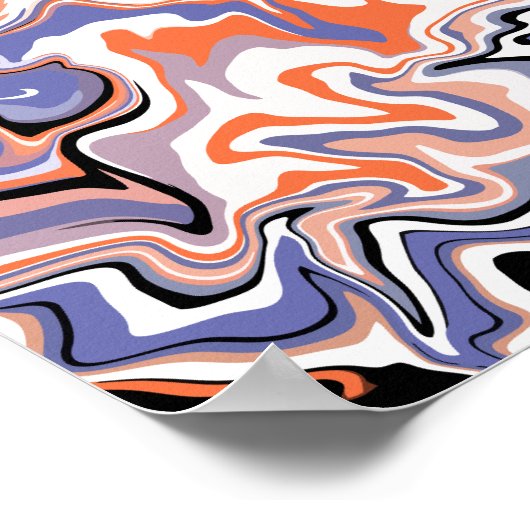 Abstrakte Kunst in Orange, Blau, Schwarz und Weiß Poster (Ecke)