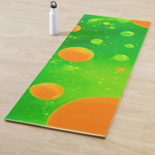 Abstrakte Kunst in orangefarbener und grüner Blase Yogamatte