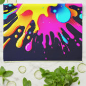 Abstrakte Kunst in Paint Splash Geschirrtuch (Gefaltet)