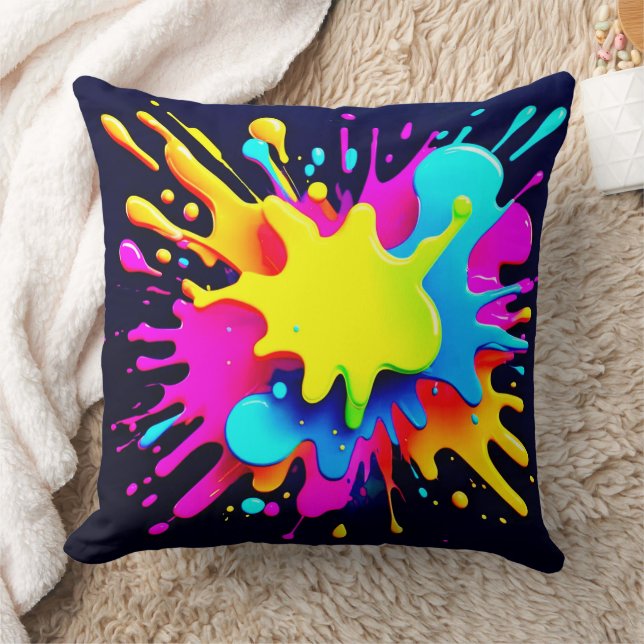 Abstrakte Kunst in Paint Splash Kissen (Decke)