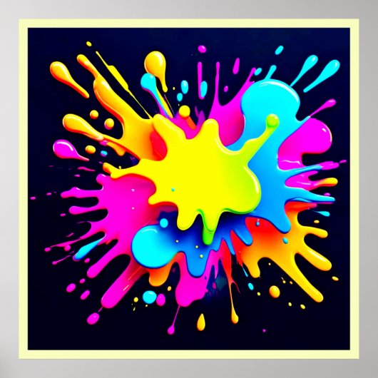 Abstrakte Kunst in Paint Splash Poster (Vorne)