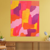 Abstrakte Kunst in Rosa und Gelb Leinwanddruck (Insitu (Wohnzimmer))