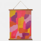 Abstrakte Kunst in Rosa und Gelb Wandteppich Mit Holzrahmen (Vorderseite)