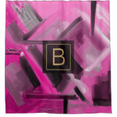Abstrakte Kunst in Rosa und Schwarz - Zeitgenössis Duschvorhang (Vorderseite)