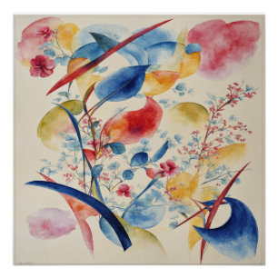 Abstrakte Kunst in Rot, Blau, Grün und Gelb Poster