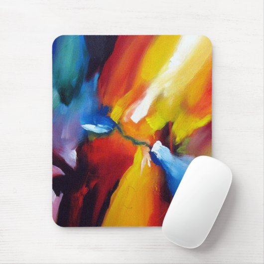 Abstrakte Kunst in Rot-Gelb-Grün Mousepad (Mit Mouse)