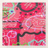 Abstrakte Kunst in Rot Glasuntersetzer (Vorderseite)