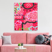 Abstrakte Kunst in Rot Leinwanddruck (Insitu (Wohnzimmer))