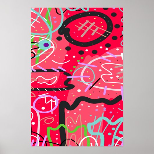 Abstrakte Kunst in Rot Poster (Vorne)