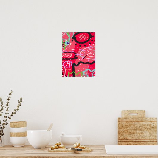 Abstrakte Kunst in Rot Poster (Küche)