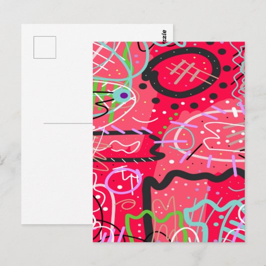 Abstrakte Kunst in Rot Postkarte (Vorne/Hinten)